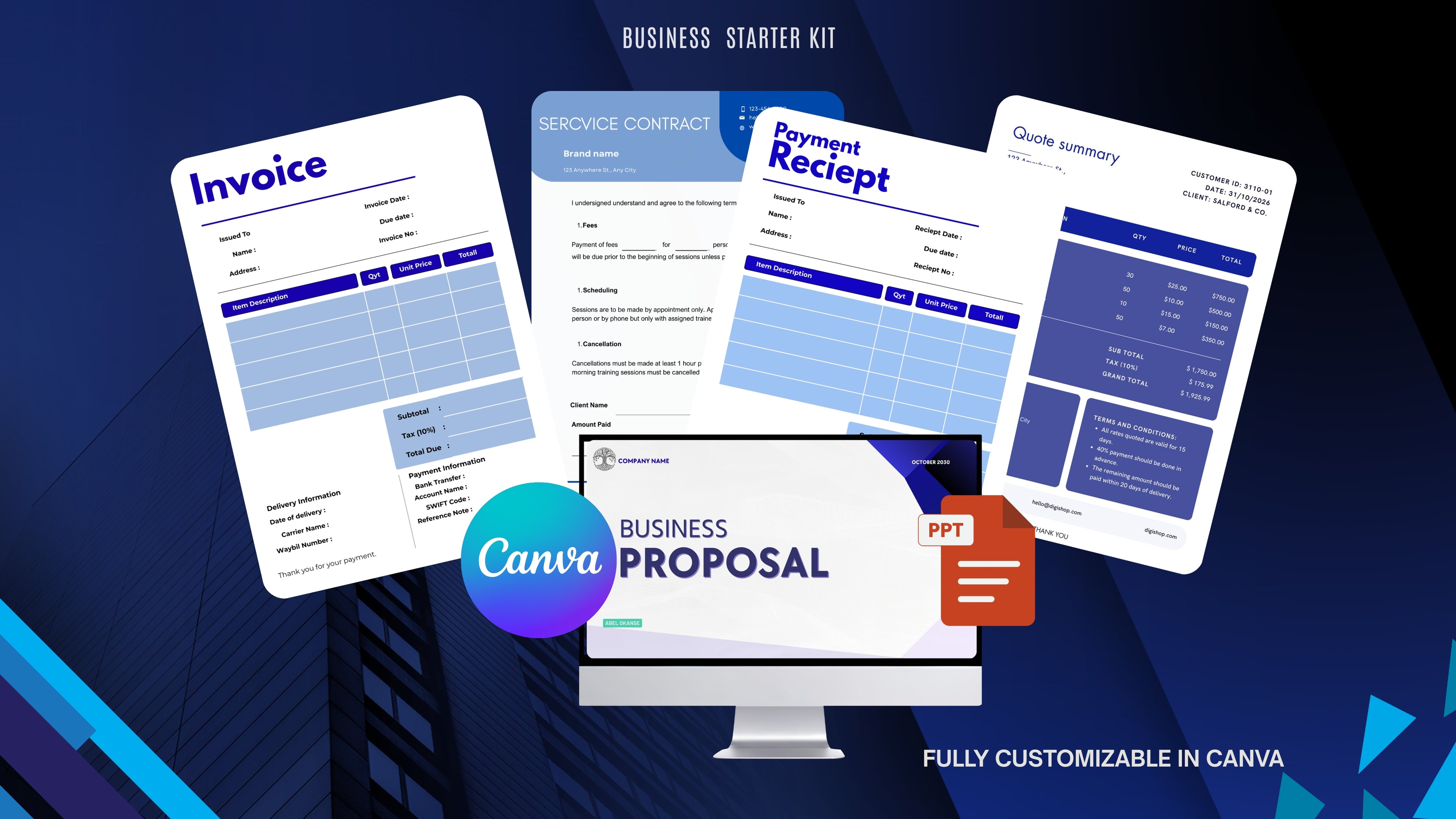 Canva business starter kit with customizable templates